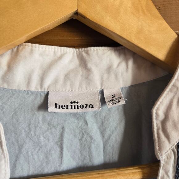 Hermoza Monica Tunic Robin Blue White Mini Dress Cover Up Small Boho Beachy - Picture 4 of 5